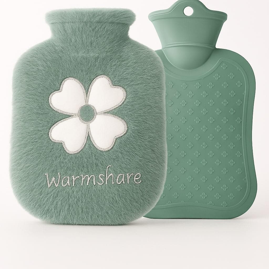 CLOUDTAB Hot Water Bag 1000ml Rubber Bottle with Ultra-Soft Fur Cover | Hot & Cold Therapy for Pain Relief, Cramps, Back & Muscle Aches | Advanced Thermal Heating Bag for Home & Travel Use [Mint Green]