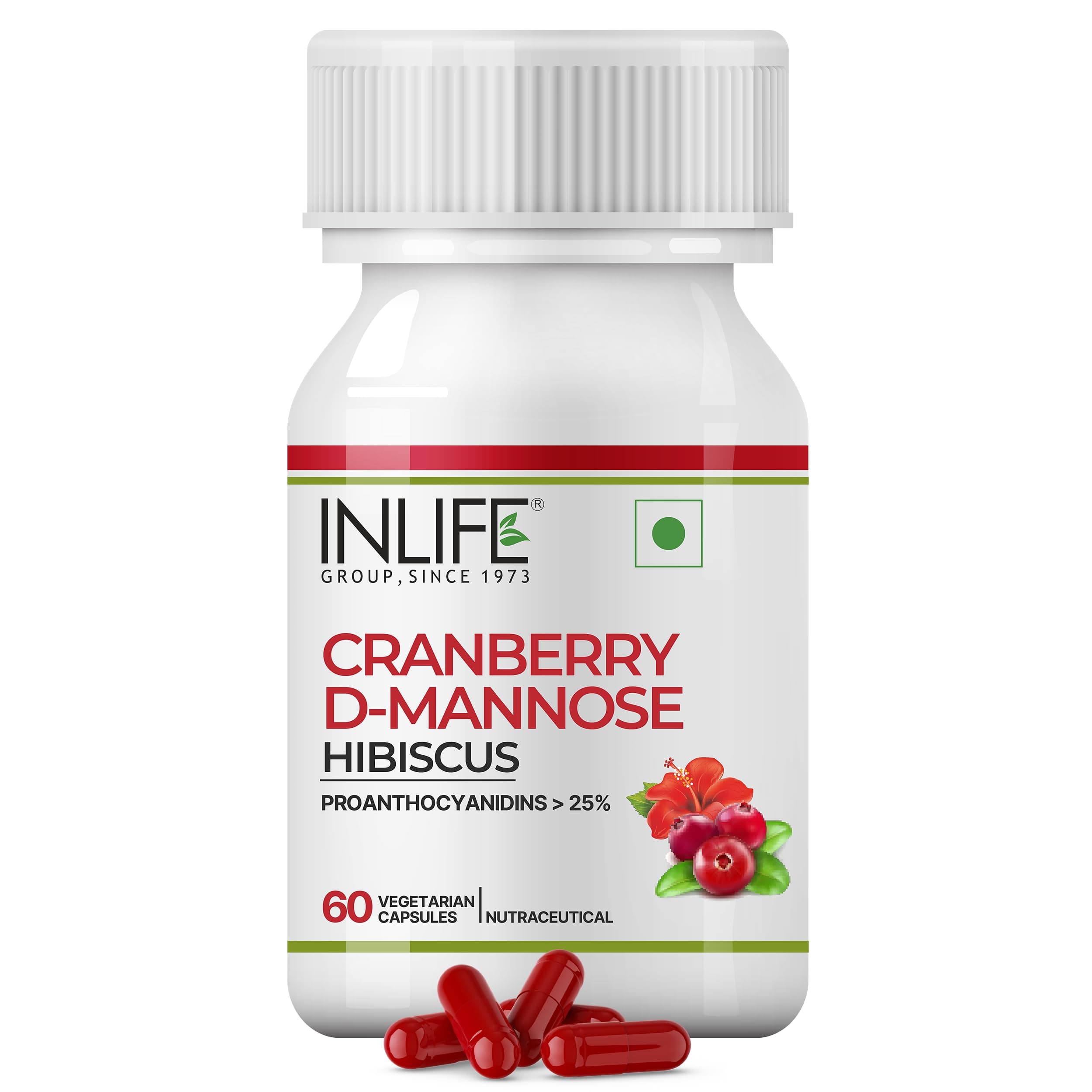 INLIFE Cranberry D-Mannose & Hibiscus Supplement, 60 Veg Capsules | 1000mg per serving, Cranberry Extract, D-Mannose & Hibiscus, Urinary Tract & Kidney Health Support