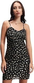 Tokyo Talkies Womens Abstract Printed Fit & Flare Mini Dress – A Playful Statement - Fashion Wear -Shoulder Strap | Dress for Women | Women Dress | Stylish Women Dress