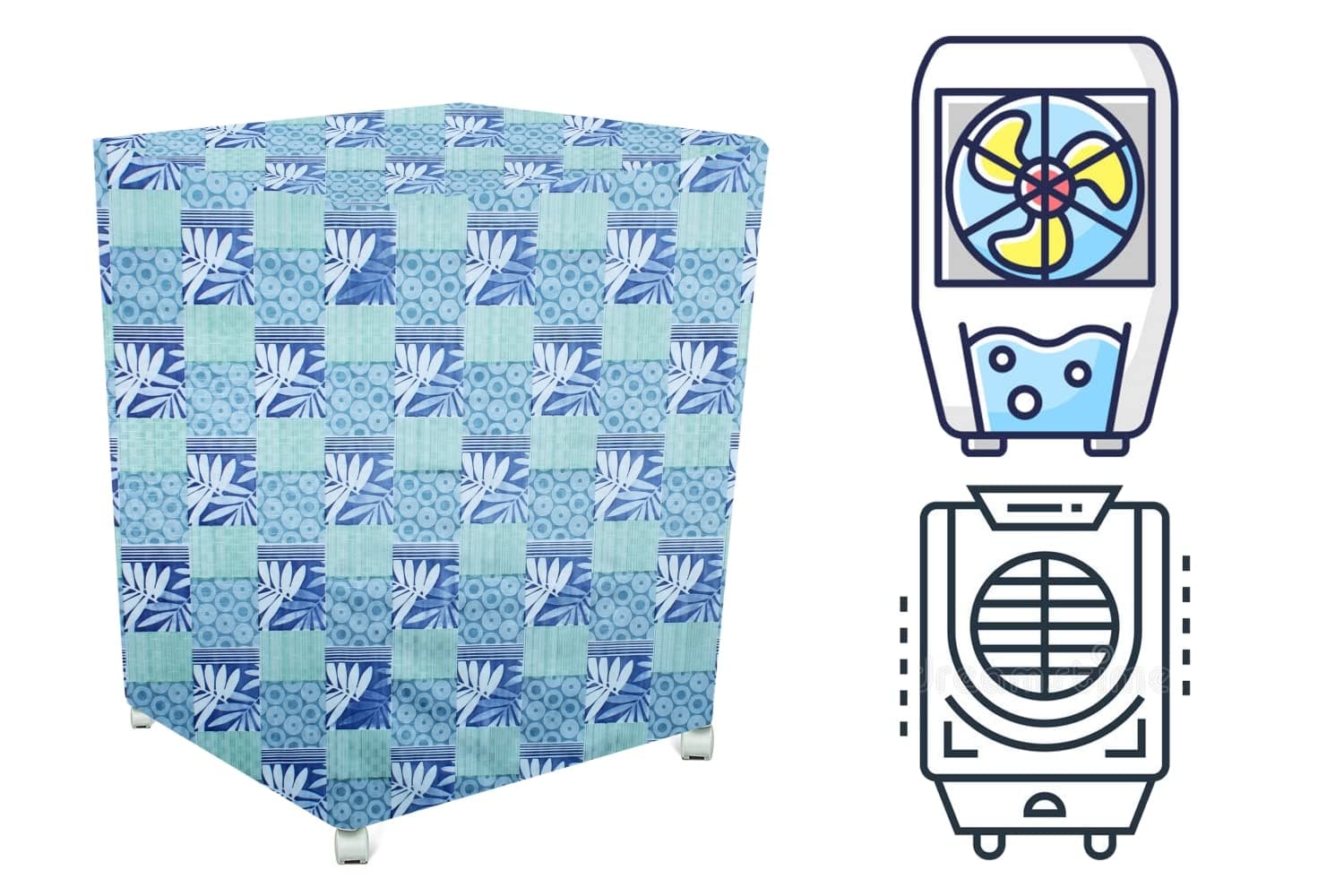 Stylista Cooler Cover Compatible for Bajaj PX 100DC 43 Liter Desert Cooler Surface Pattern Blue