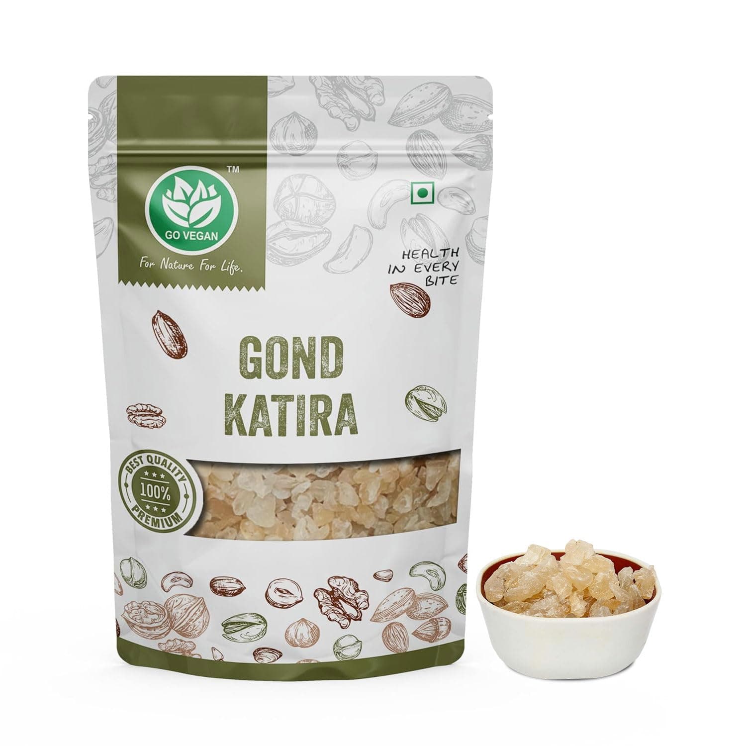 Go Vegan Pure Natural Gond Katira 250gm |Tragacanth Gum | High Cooling Properties | 100% Natural Superfood