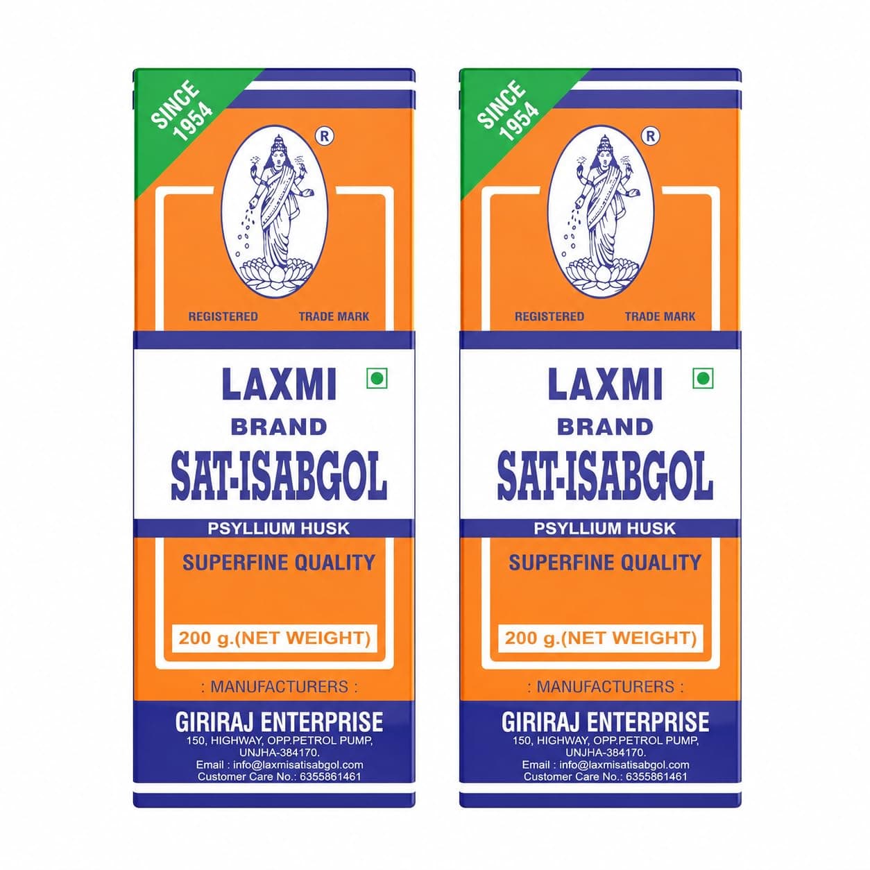 Laxmi Sat Isabgol Psyllium Husk Powder-400 gm | For Constipation Relief & Gut Health | High Fiber Supplement | Supports Easy Bowel Movement, Digestive Wellness & Bloating Relief | 200 gm (Pack of 2)