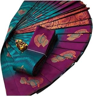 VJ Fashion Women Paithani Soft Silk Blend Saree with Paithani Weave and Unstched Matchind Blouse Piace | Sari for Women