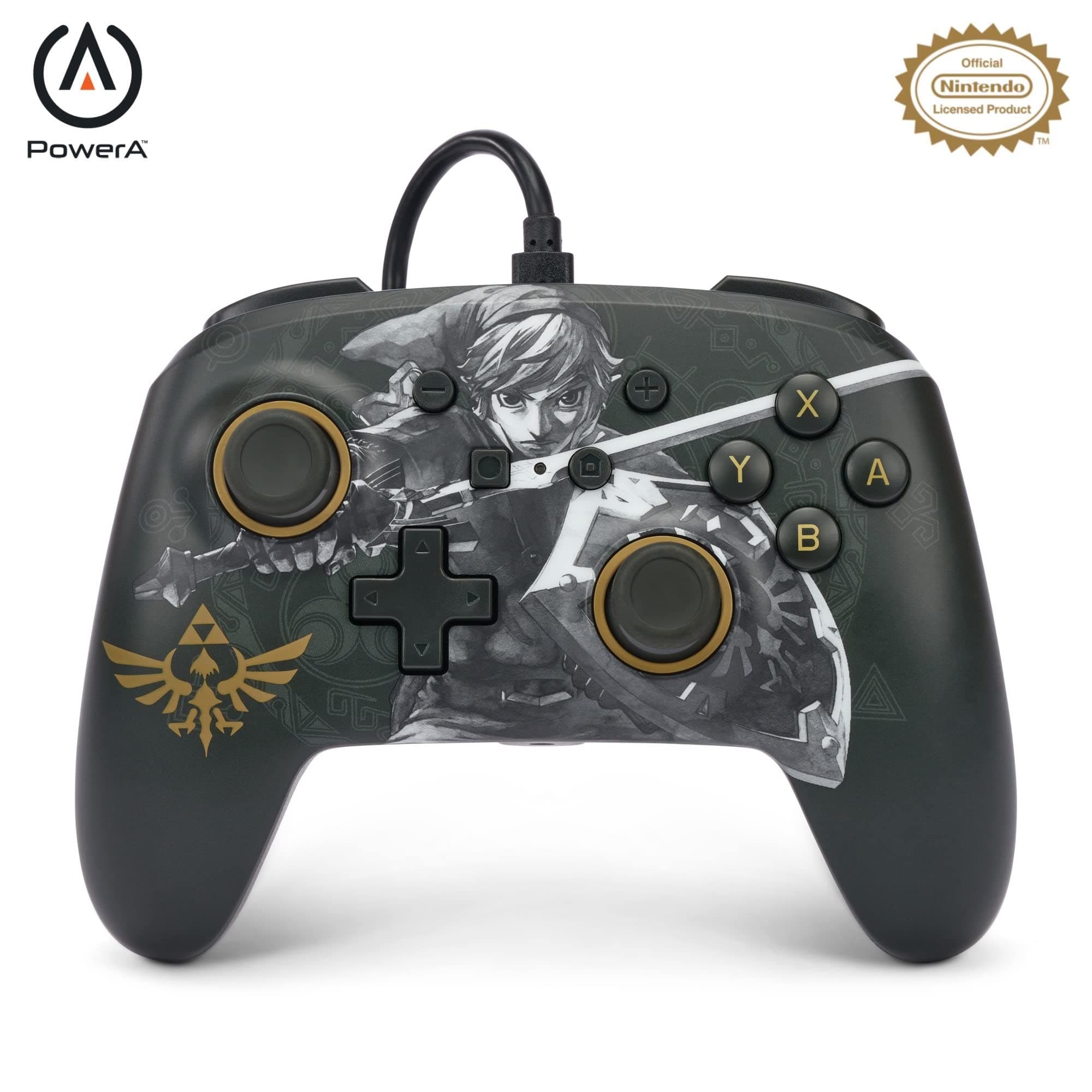 PowerA Enhanced Wired Gaming Controller for Nintendo Switch - Switch 2 - OLED Model or Nintendo Switch OLED, Battle-Ready Link, Black - Officially Licensed