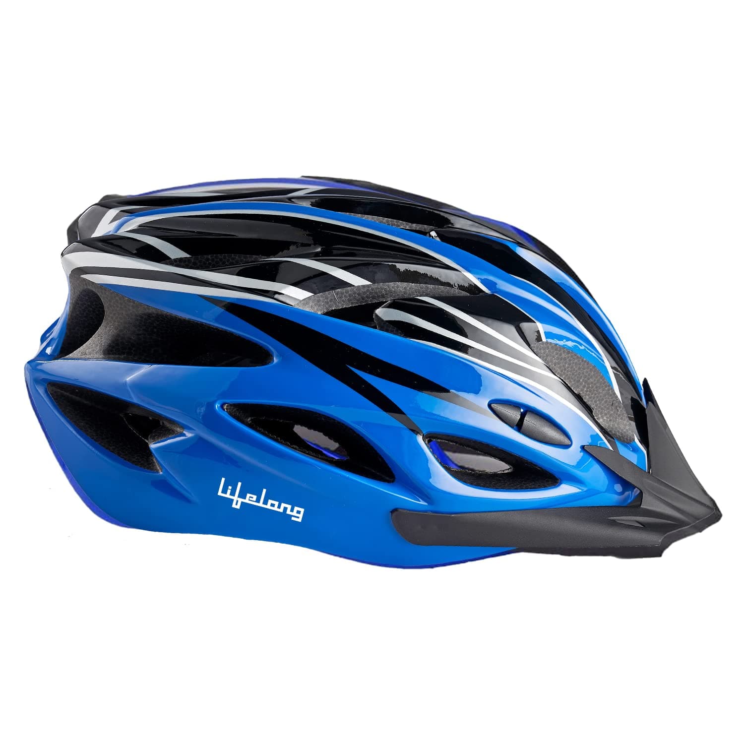 Lifelong Adjustable Cycling Helmet With Detachable Visor | Adjustable Light Weight Mountain Bike Cycle Helmet With Padding For Kids And Adults, (LLFAH05, Blue & Black