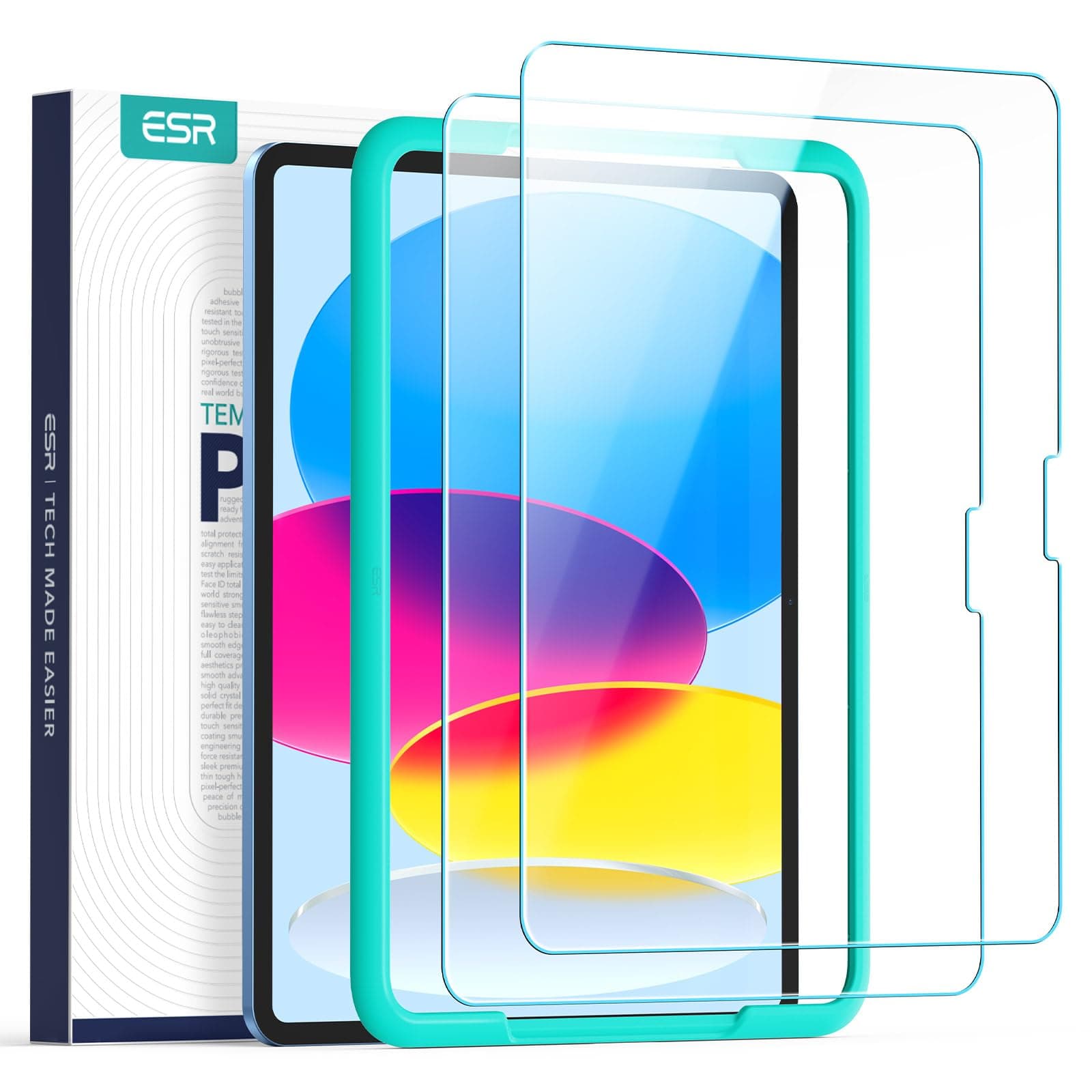 ESR 2 Pack Screen Guard for iPad 11th/10th Generation A16 (11/10.9 Inch, 2025/2022), 9H Tempered Glass Screen Protector with Alignment Frame, Anti-Scratch, Bubble Free, HD Clarity Film