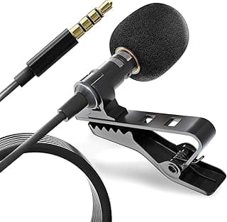 GWINGS Clip-On Lapel Collar Mic Dynamic 3.5mm Microphone for Clear Voice Recording/Ideal for YouTube, Interviews and Vlogging/Universal Compatibility with Smartphones, PCs, & Laptops (1.5 Mtr)