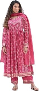 BIBA Women Cotton Gathered Printed Suit Set