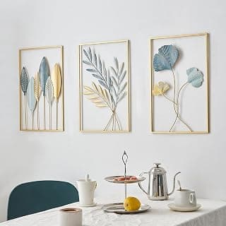 FUNTEREST Handcrafted Metal Wall Decoration|Decorative Wall Hanging Art Decor Leaf Sculpture For Living Room Bedroom Office&Entryway, 49 Cm