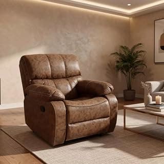 The Couch Cell | Tuscan Single Seater Motorized Recliner Chair | Tan Suede Fabric Electric Recliner | Push Button Comfortable Recliner for Living Room Bedroom Home Seating