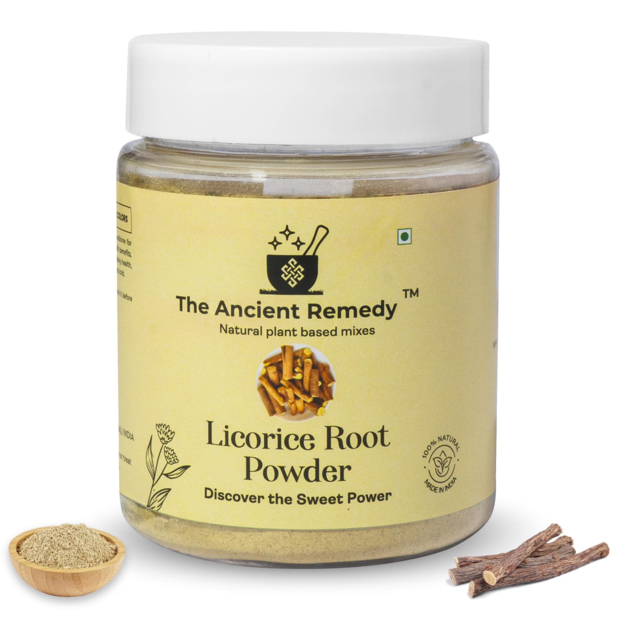 THE ANCIENT REMEDY 100% Pure & Natural Licorice Root/Mulethi Powder 110Gram Yashtimadhu For Health, Skin and Hair Care, Atimadhuram Podi/Athimadhura Hittu Powder- Pack Of 1