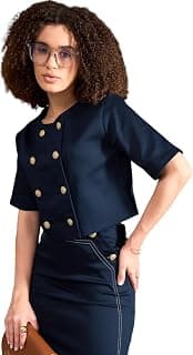 SASSAFRAS worklyf Women's Comfort Fit Crop Blazer