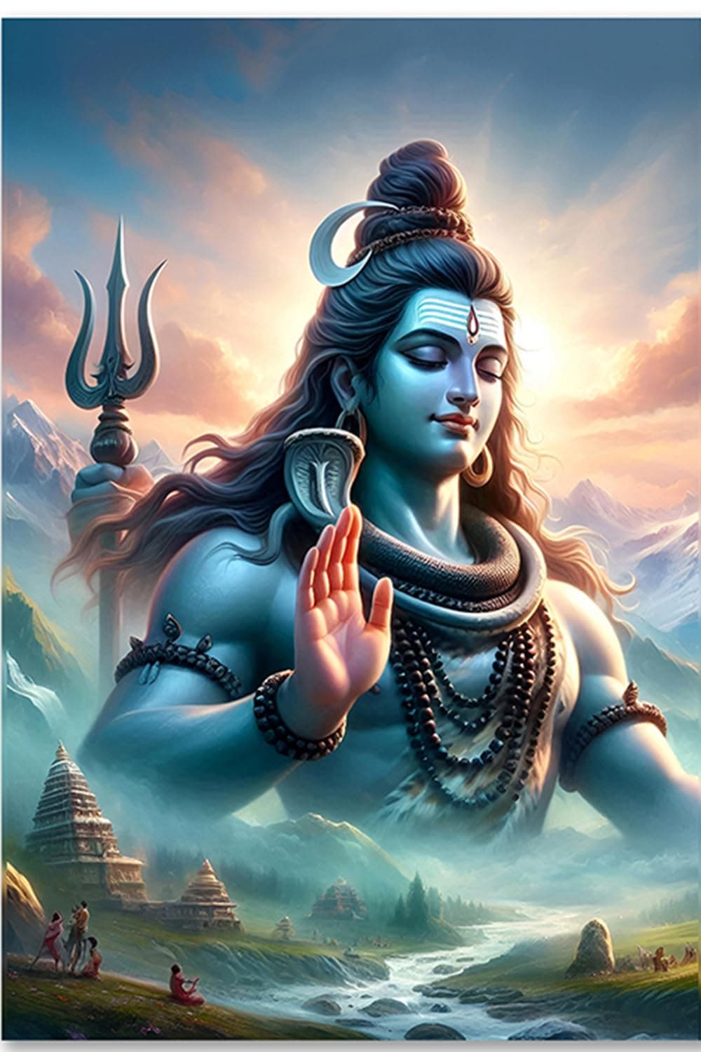 PICTURE CREATIONS Lord Shiva Poster - 12x18 Inches Mahadev Wall Sticker for Pooja Room, HD Quality Print on 300 GSM Unframed Mahadev Printed Wall Poster (Design 05)