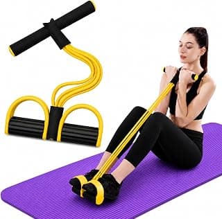 RENRANRING Yoga Pedal Puller Resistance Band-4 Pull Reducer Tummy Training Foot Pedal Exercise Fitness Band, Body Building Stretching Band Men and Women