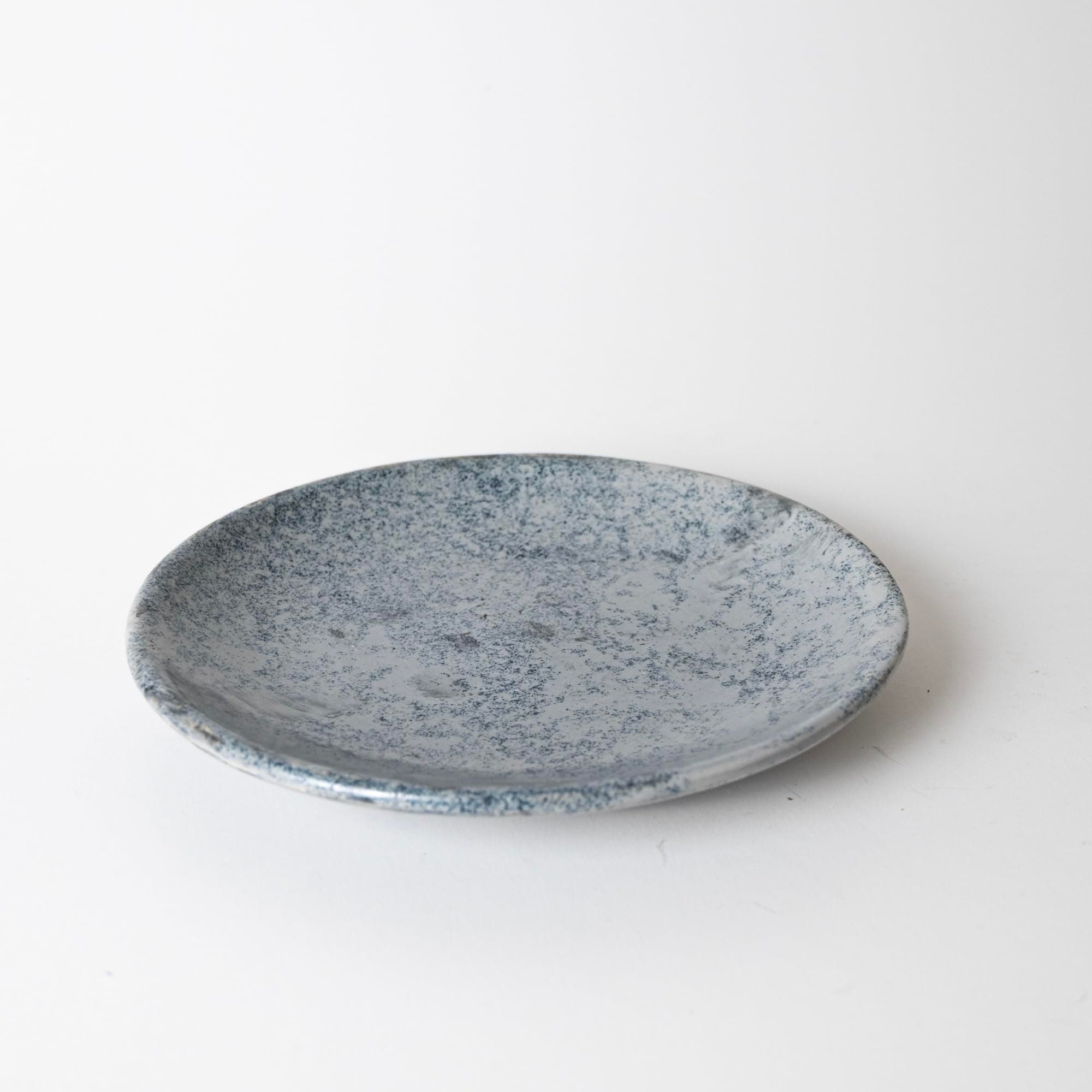 KALAKRITI 7 Inch Grey & Blue Speckled Handcrafted Ceramic Plate | Rustic Round Snack & Dessert Serving Plate | Starter, Salad & Side Dish Plate | Premium Dining Tableware (Set of 1)