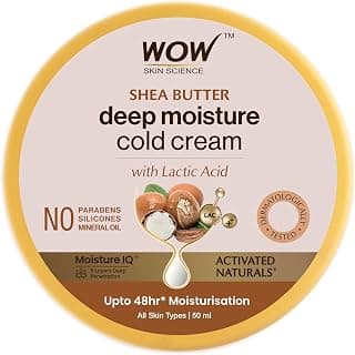 WOW Skin Science Shea Butter Deep Moisture Cold Cream with Lactic Acid | 48Hr Moisturisation | No Parabens, Silicones & Mineral Oil | All Skin Types | (50ml)