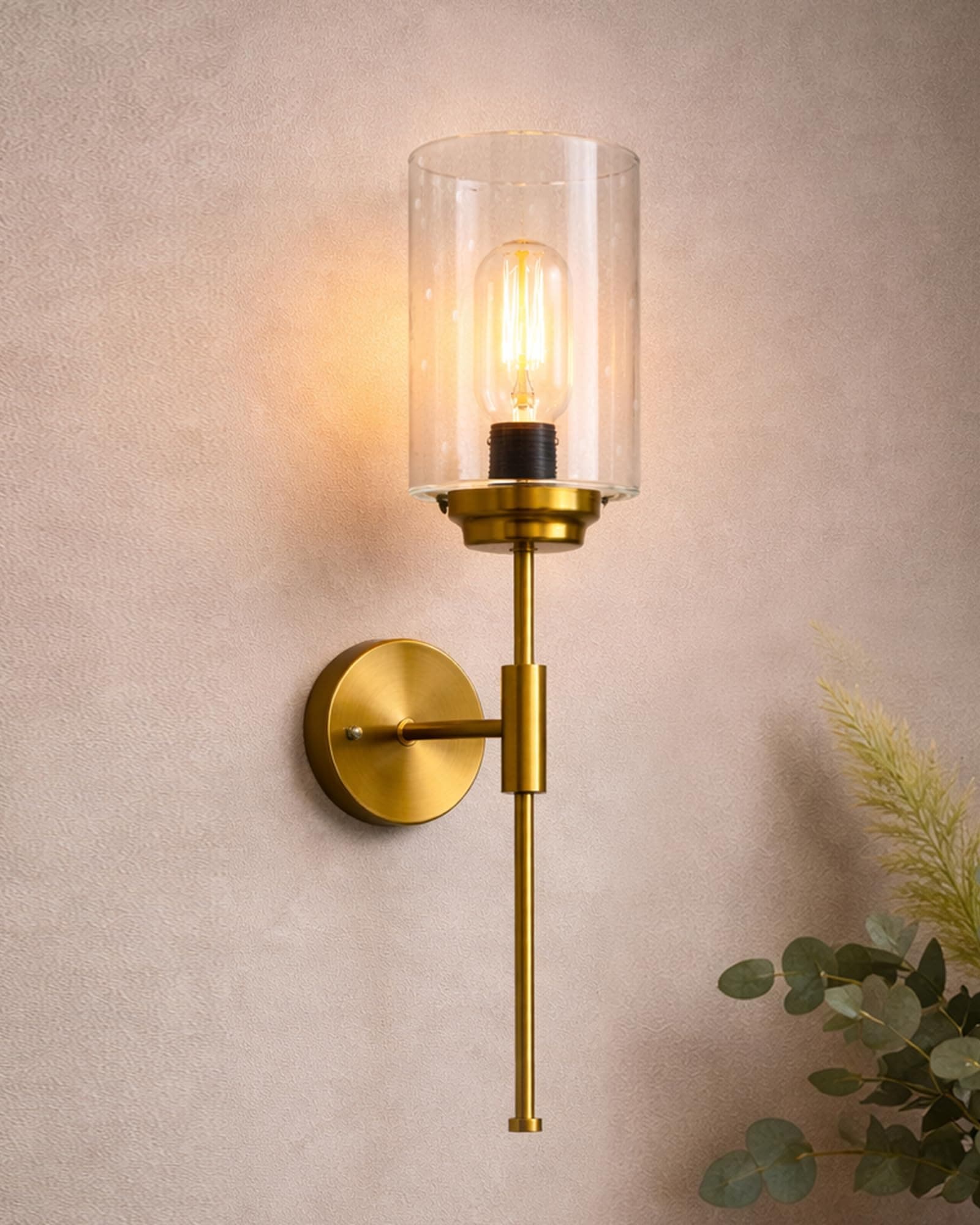 Homesake® Gold Wall Sconces, Modern Bathroom Sconces Wall Lighting Vanity Light Fixtures with Wall Mount Lights for Living Room Corridor Mirror Bedroom Stairs (Bubble White Glass, 1, Set)