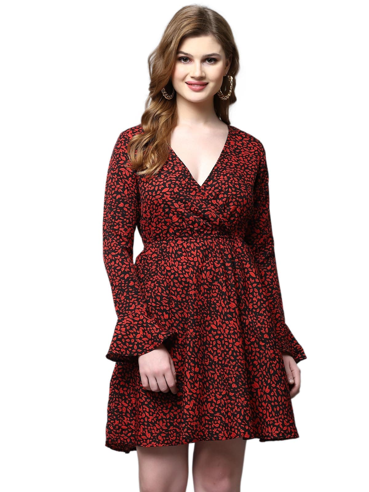AAYU Printed FIT & Flare Full Sleeve Dress for Women