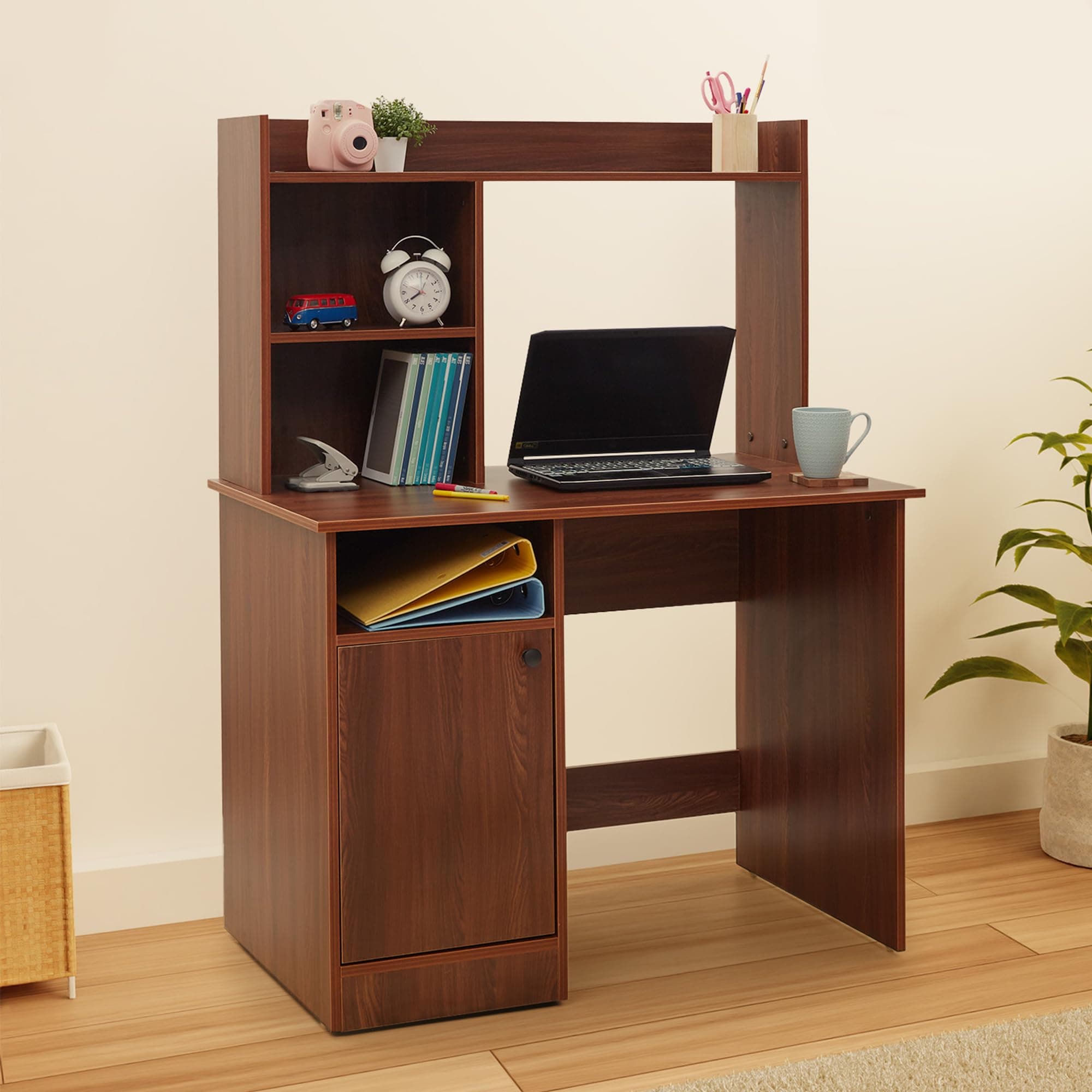 Green Soul Alpine (2026 Edition) Study Table for Home PC with Hutch Design, Bottom Storage, is 3087 Engineered Wood, for Students (Rolex Brown, Alpine)