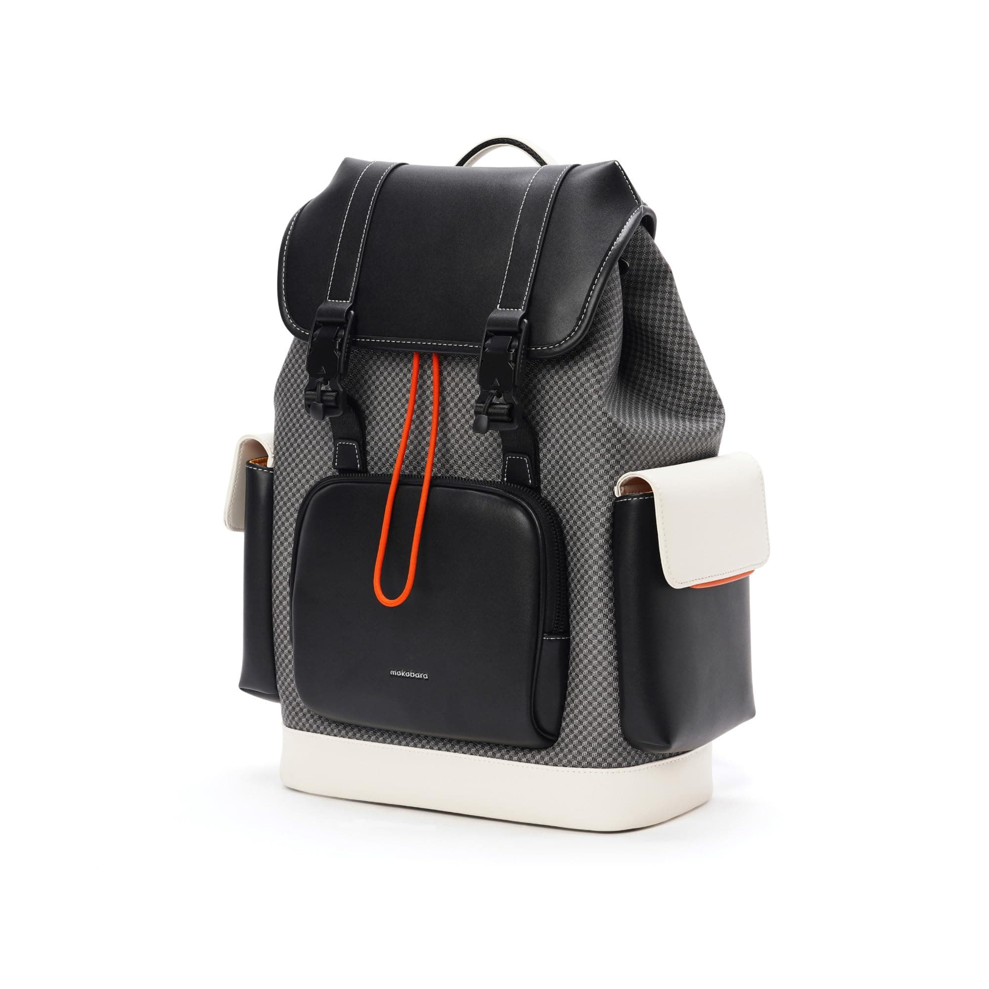 MOKOBARA Teriyaki 4 Compartment Backpack | 15.6 Inch Laptop Compartment, 19.5L Capacity | Signature Coated Canvas & Vegan Leather Trims, Water-Resistant, Lightweight | Padded Back Panel (Black Sesame)
