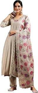Libas Yoke Design Silk Blend Straight Kurta With Trouser and Dupatta