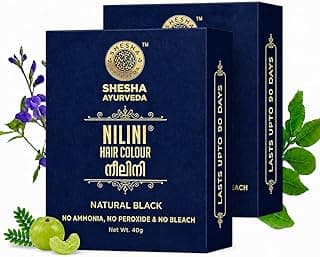 SHESHA AYURVEDA Combo Of Ayurveda Nilini Hair Colour - 100% Ayurvedic, No Ammonia, No Bleach,No Peroxides, Natural Black Colour - 40G Pack Of 2 (Black)