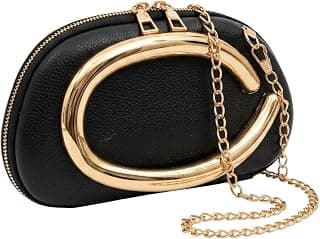 ITALISH Solid Box Clutch Purse for Women Lightweight Faux Leather with Gold Handle & Detachable Strap