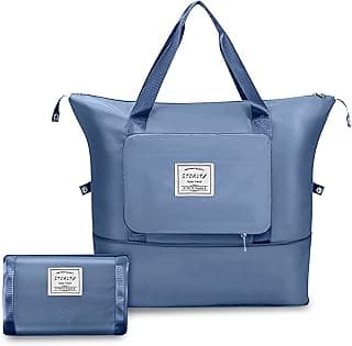 Storite 40cm Foldable Travel Duffle Bag for Women | Expandable Lightweight Water Resistant Nylon Weekender Overnight Luggage Bag for Travel, Gym & Shopping | Blue (40 x 23 x 30 cm)