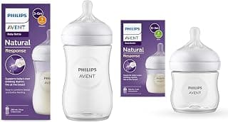 AVENT Philips Polypropylene Natural Baby Feeding Bottle Combo| No.1 Brand Recommended by Moms Worldwide | Natural Response Technology Mimics Breastfeeding (Clear 125ml+260ml Combo)