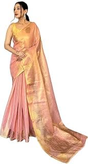 Pandadi Saree Women's Tissue Silk Jacquard Weaving Saree With Unstitched Blouse Piece