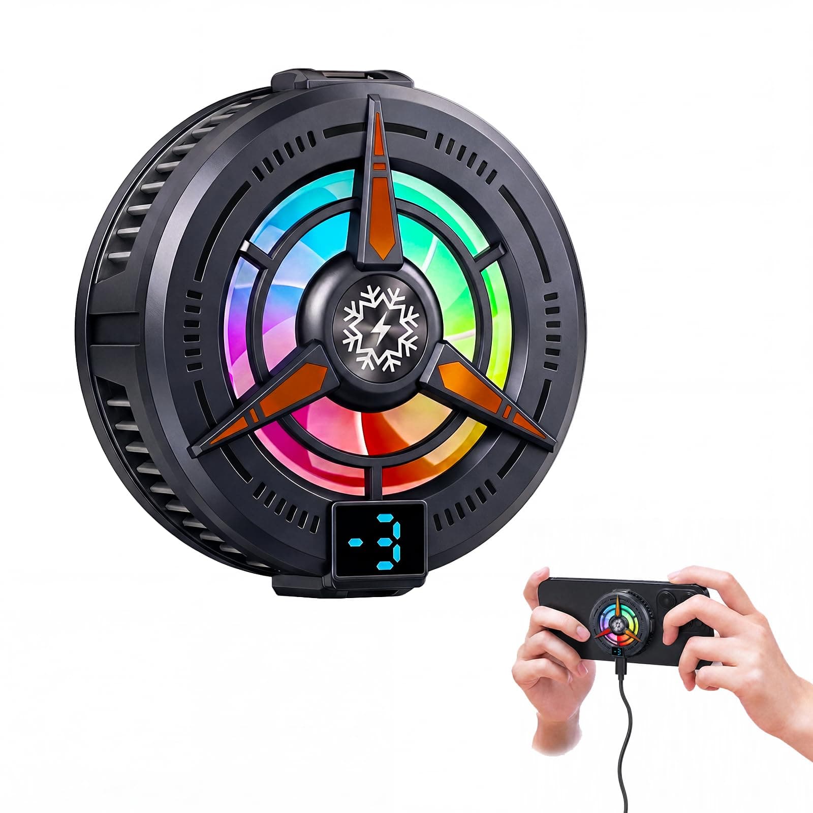 MOBILIFE Phone Cooler for Gaming, 12W Magnetic Mobile Cooler | 3 Cooling Modes, RGB Light, Instant Cooling with Semiconductor Technology for Gaming