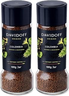 Davidoff Colombia Instant Coffee (Pack Of 2 - 100g) Each Jar By COUGAR | Intense & Nourishing Flavor Profile | Premium 100% Arabica Colombian Coffee | Smooth Medium Roast Coffee for Home & Office - (IMPORTED)