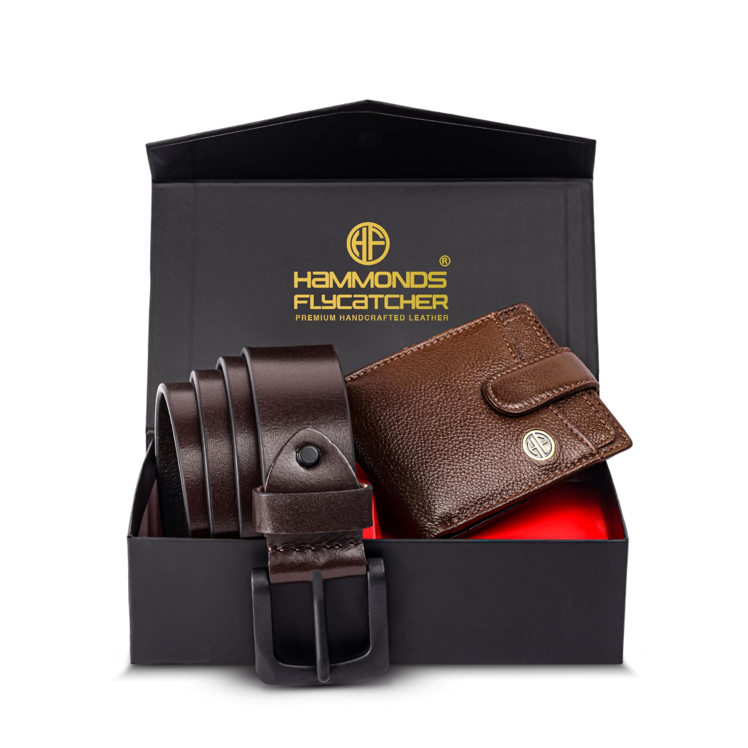 HAMMONDS FLYCATCHER Gift for Men Combo - Genuine Leather Wallet and Belt Combo Box - Leather Belt- Birthday Special & Unique Gift Ideas for Husband, Boyfriend, Teachers, Father - Bronze Brown
