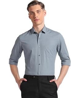 Arrow Men Slim fit Cotton Checked Long Sleeves Cutaway Collar Shirt