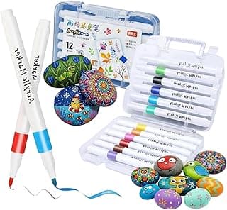 Corslet 12 Shades Acrylic Markers Paint Pens Set Markers Ideal for Mandala Art Doodling Drawing Sketching, Colouring & Shading Pens for Painting
