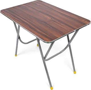Wooden Folding Table 24 x 36 Inch | Portable Multipurpose Foldable Table with Strong Metal Legs | Study, Dining, Laptop, Office, Picnic & Outdoor Use | Space Saving Brown Wood Finish