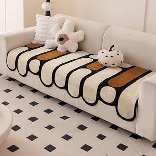 HOKIPO 'Moderna Curves' All Season Sofa Cover Mat for 1/2/3 Seater & L Shape Sofa. Make Your Own Sofa Cover Set, Anti-Slip Mat Length 90(D) x 170(L) cm, Oyster Beige (AR-6125-BGE)