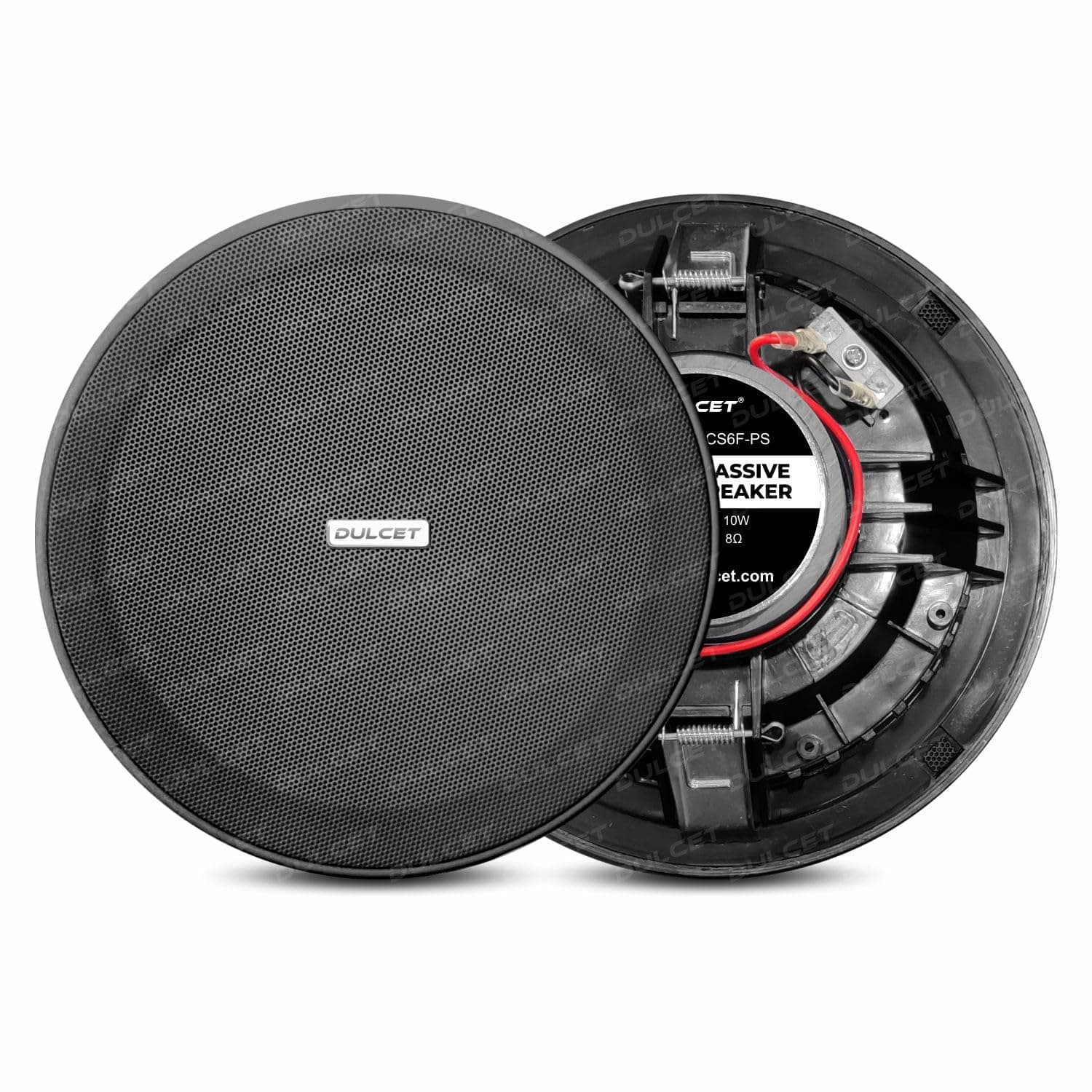 DULCET DC-CS6F-PS Black 6.5 inch 10W Full Range 8 Ohms Frameless Passive Ceiling Speaker that Connects to Active Bluetooth Ceiling Speaker (Active Bluetooth Speaker to be Purchased Separately)