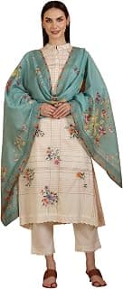 W for Woman Reef Blue Floral Printed Pure Cotton Dupatta