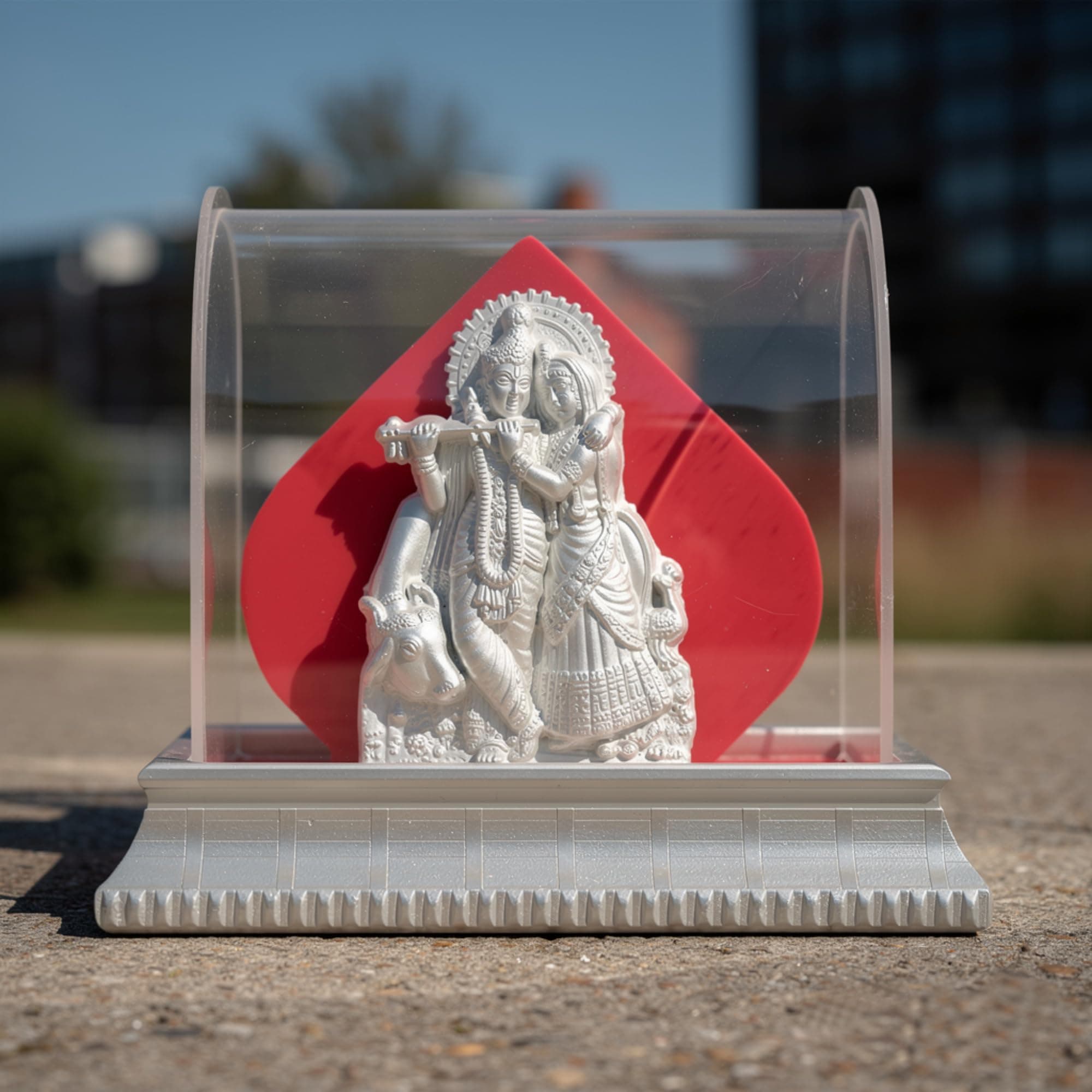 Awesome Craft Radha Krishna Decorative Idol in Acrylic Glass Box for Home Temple Showpiece for Car Dashboard, Office Table & Living Room Décor | 9 x 6 x 7.5 cm