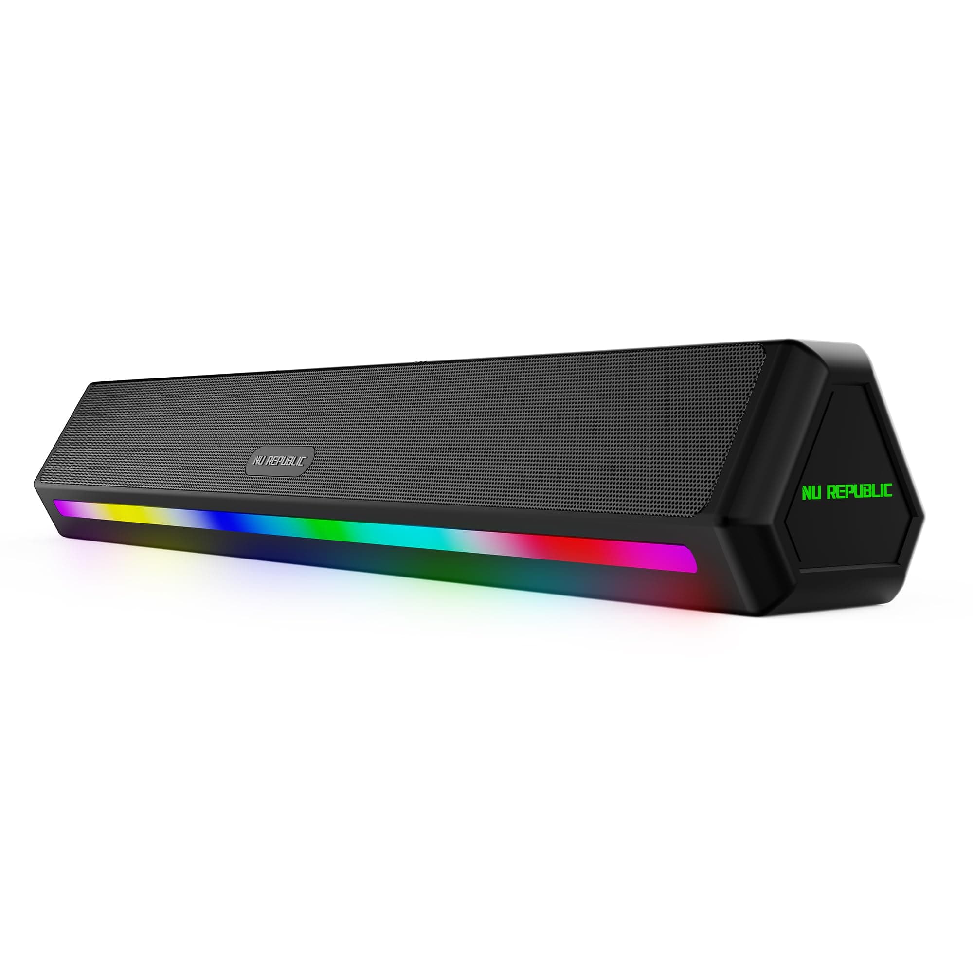 Nu Republic Party Box 240 Bluetooth Soundbar | X-Bass Technology | 52mm Dual Dynamic Drivers | 24W Output | 16 Hrs Playtime | Bluetooth 5.3 | Multiple RGB LED Lights | 2.0 Channel (Black)