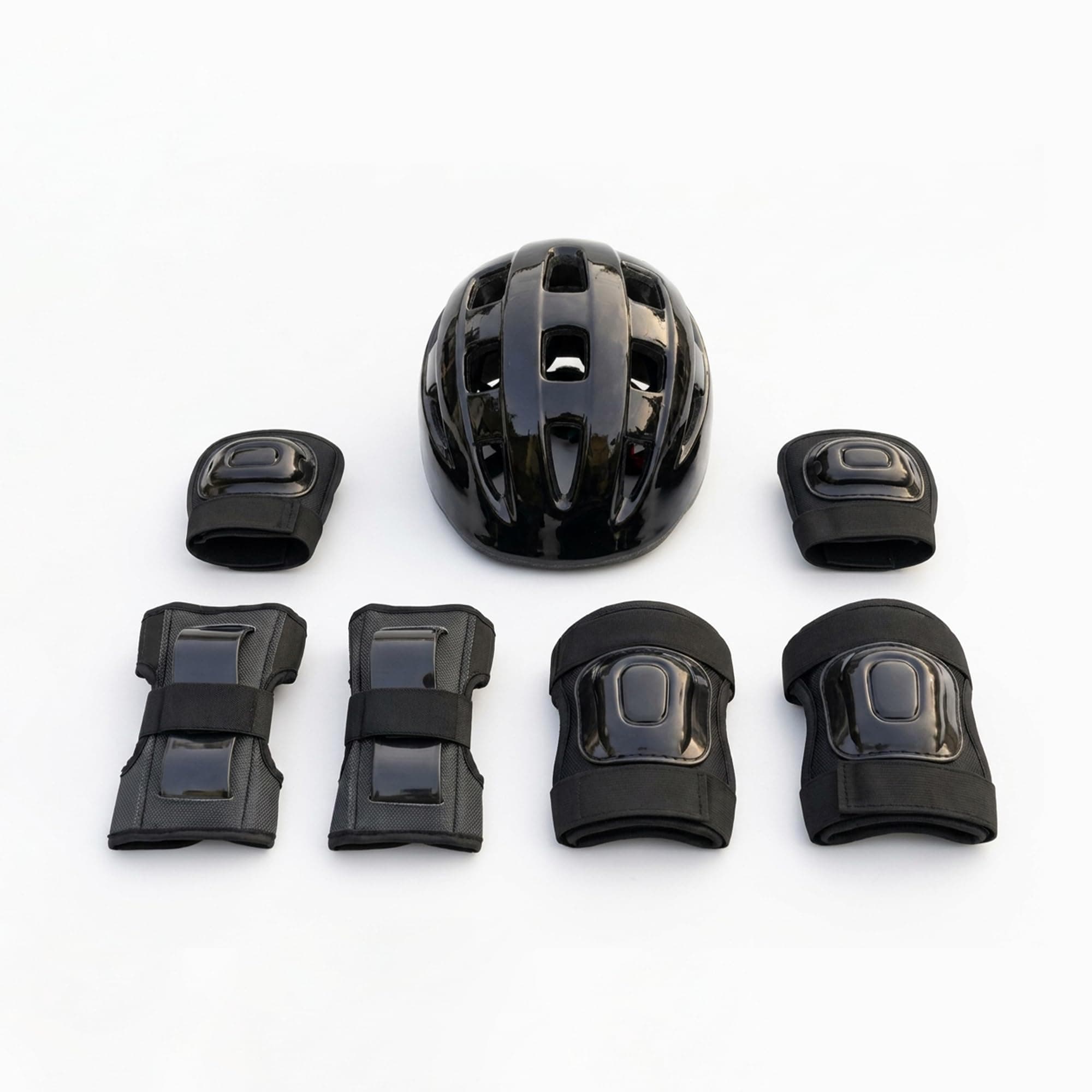 Xtrim Protectives Gears Set (Helmet, Knee, Elbow, Wrist Guard), Black | Adjustable Straps, Breathable Fabric, Comfortable Padding, Mesh Carry Bag