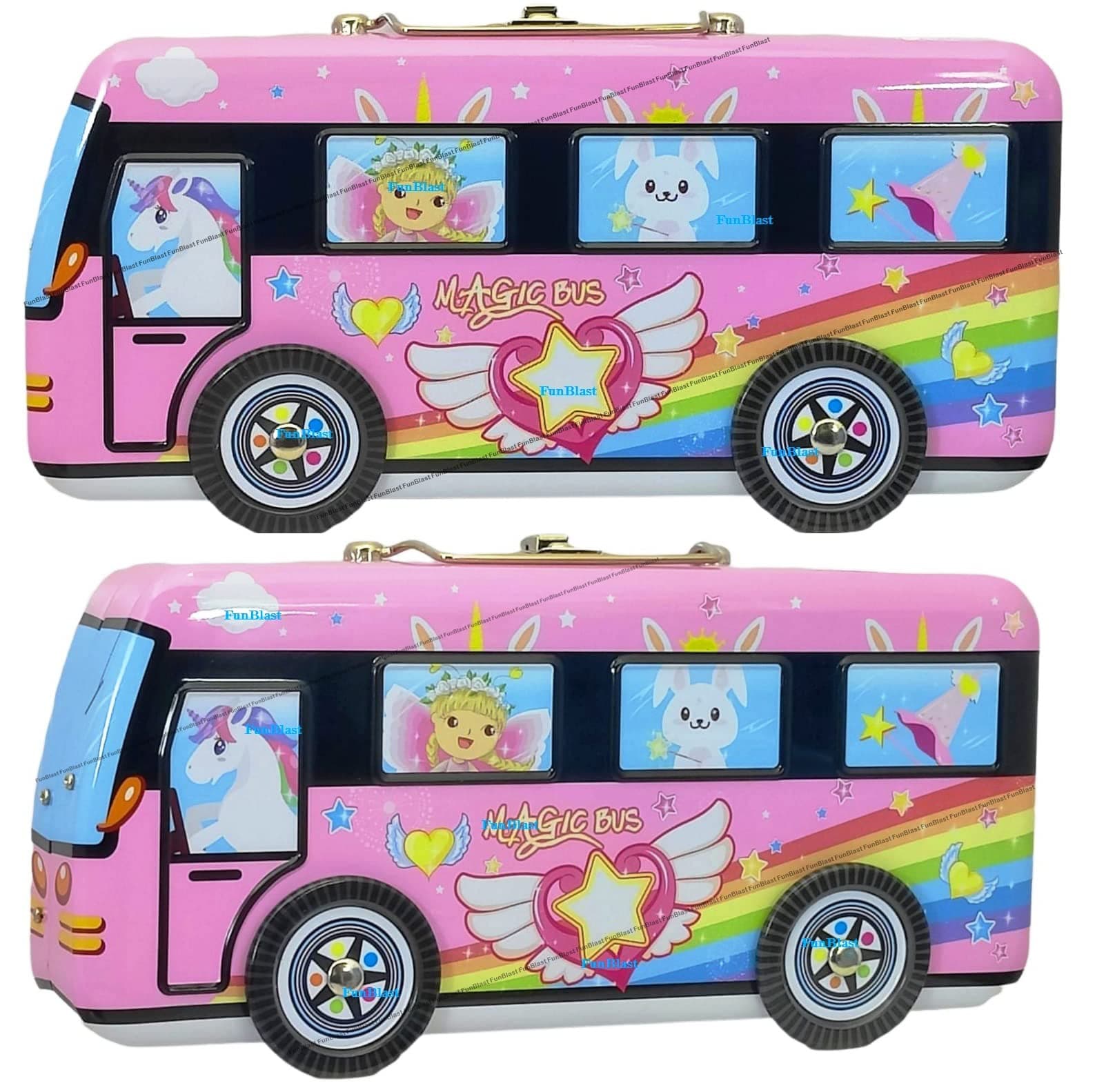 FunBlast Metal Pencil Box for Kids – Multi-Layer Stationary Pencil Box for Kids Pen and Pencil Case with Wheels - Stationary Organizer for Students/Birthday Return Gift (Pink)