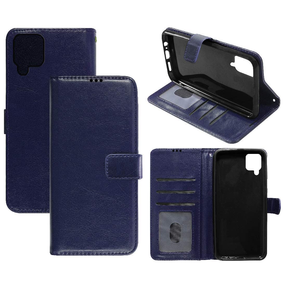 Amazon Brand - Solimo Flip Cover for Samsung Galaxy M12 (Leather, Plastic | Blue)