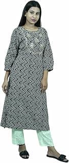 Generic Zara Ladies Fashion Hub Cotton Bandhani Kurta with Gota Patti Work and Pant with Chicken Border for Women's & Girls