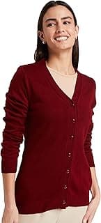 Amazon Brand - Symbol Women's Acrylic V Neck Regular Fit Cardigan Sweater (Available in Plus Sizes)