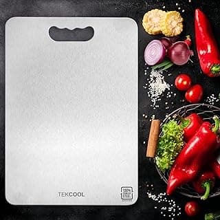 TEKCOOL Stainless Steel Chopping Board (32 x 22 CM), Vegetable Cutting Board, Premium SUS304 Vegetable and Fruit Cutter Pad, Heavy-Duty Metal Chopping Board?
