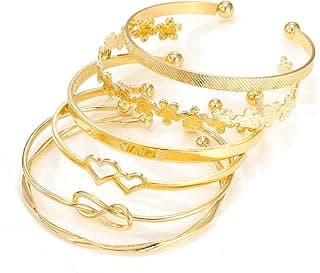 Shining Diva Fashion Set of 6 Latest Stylish Multilayer Gold Plated Bangle Bracelet for Women and Girls (16898b)