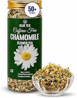 BLUE TEA - Chamomile Tea - 30 g - 50+ Cups | SLEEP & RELAXATION | Herbal Tea - Caffeine Free - Flower Based - Non-Bitter | Reusable Pet Jar