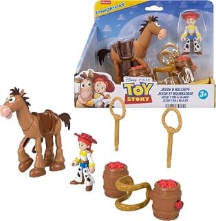 Fisher-Price Imaginext Toy Story Jessie & Bullseye Play Se | 3-inch Action Figure, Bullseye Horse, Saddle & Lasso Projectiles, Inspired by Disney and Pixar Toy Story